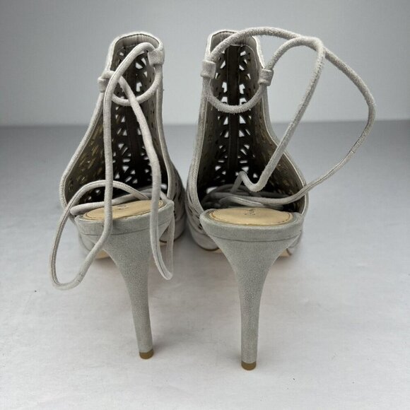 Gianni Bini Newbuck Soft Gray Suede Leather Cut-Out Heels Womens Size 7 - Picture 4 of 9